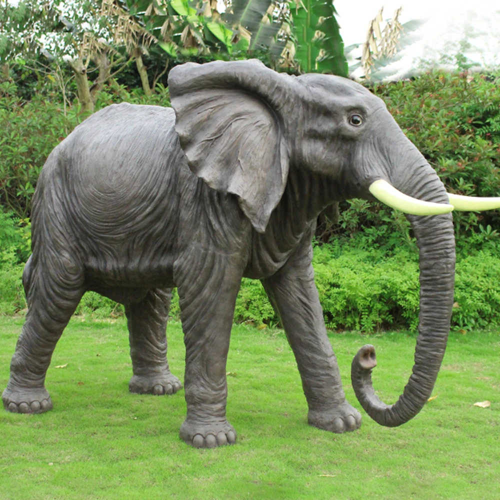 Life Size Resin Elephant Figurines Fiberglass .Animal Elephant Sculpture For Garden Decor