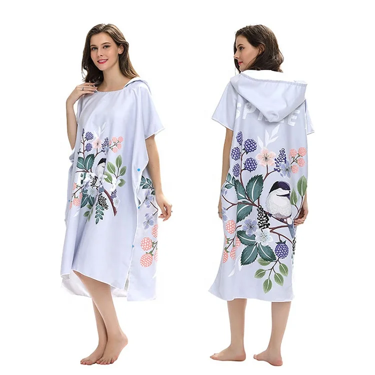 
Microfibre Changing Robe, Swimming Gown, White Hooded Robe 