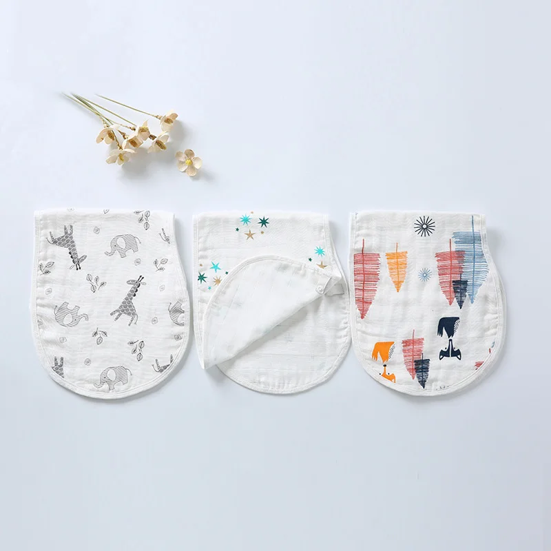 Large 6 layers 100% organic cotton 2 pack baby girl burping bibs muslin burp cloths