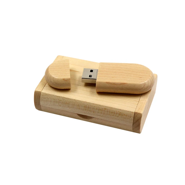 Factory Wholesale USB Wood With Custom Engraving Logo Wooden USB 2.0 3.0 Oval Flash Drive With Box