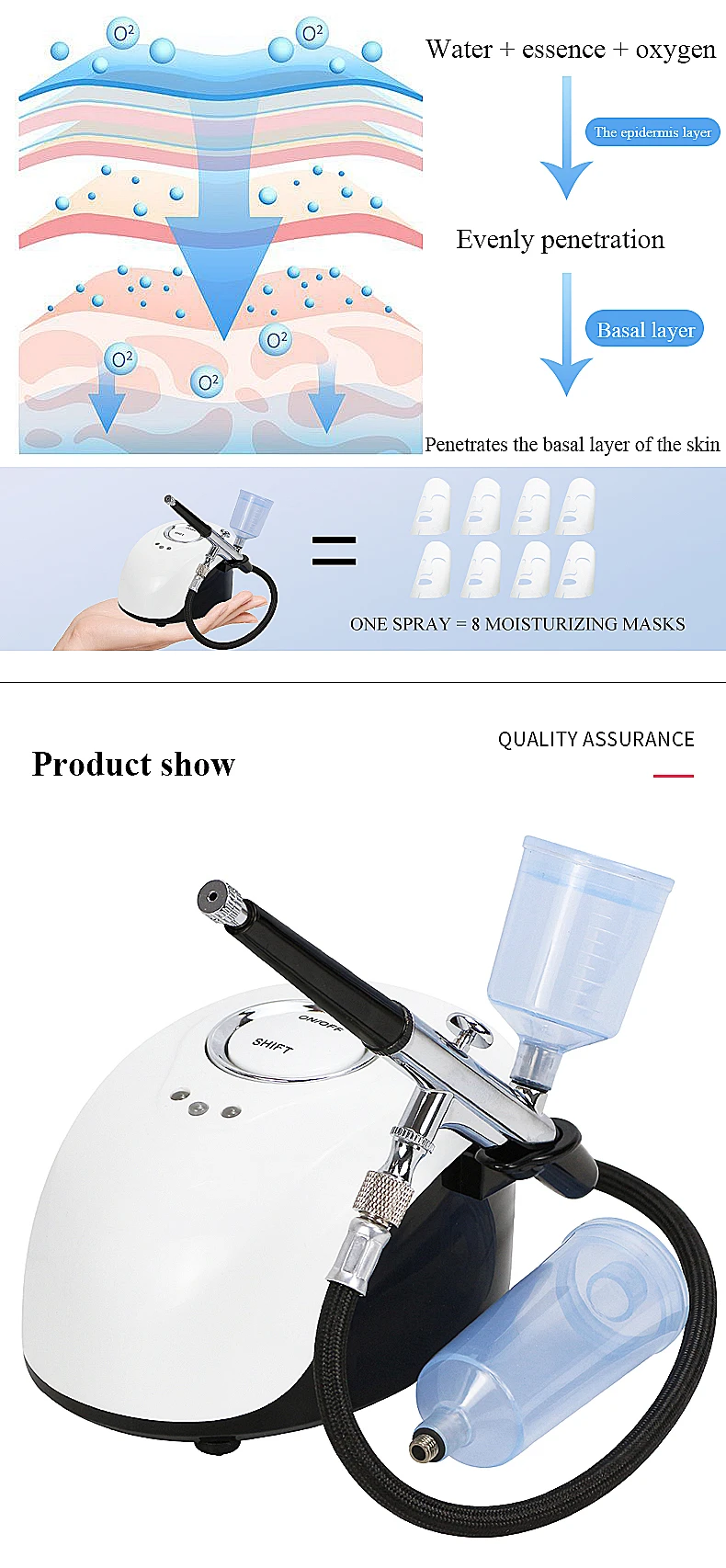 BS-103 Oxygen Jet Compressors Foundation Beauty Portable Mini Face Airbrush Makeup Machine Oxygen Cordless