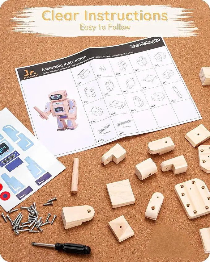Wooden Robot Assembly Toy Set Gift for Kids Woodworking Crafts Projects for Boys and Girls Woodcrafts