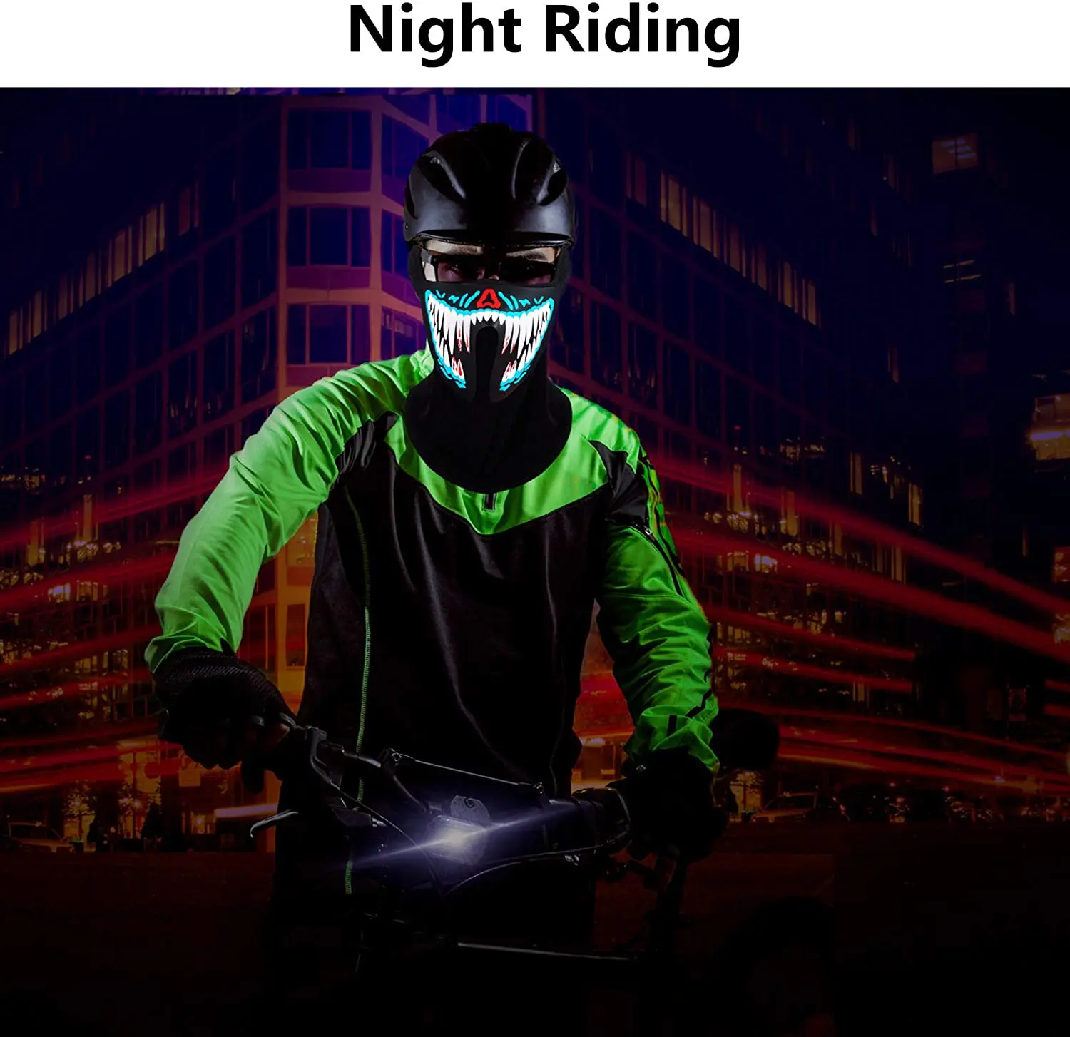 Halloween Christmas Cosplay Dancing LED Music Mask Flashing Light Up Face Mask Sound Activated Led Party Mask