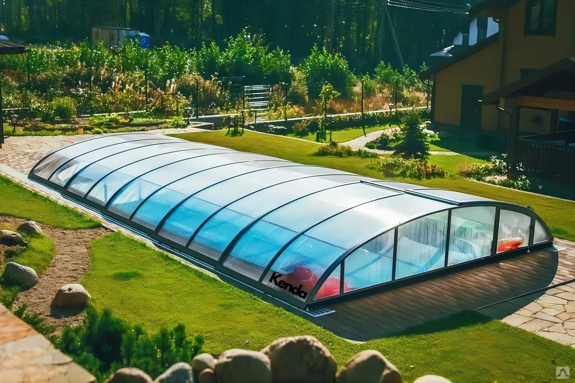 Factory direct sale swimming pool glass enclosure automatic air domes swimming dome windshield pool cover