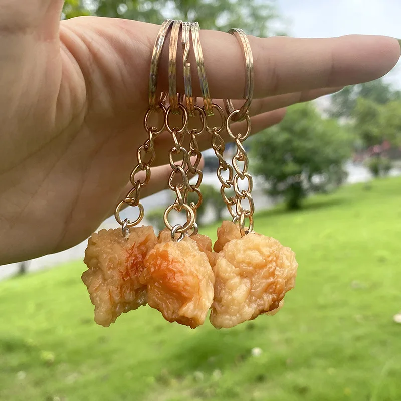 Simulation Food Key Ring French Fries Chicken Nuggets Key Chains Fried Leg Wing Keychain