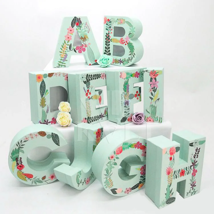 Empty Number shaped a b c paper gift box letter a-z shape packaging boxes wholesale