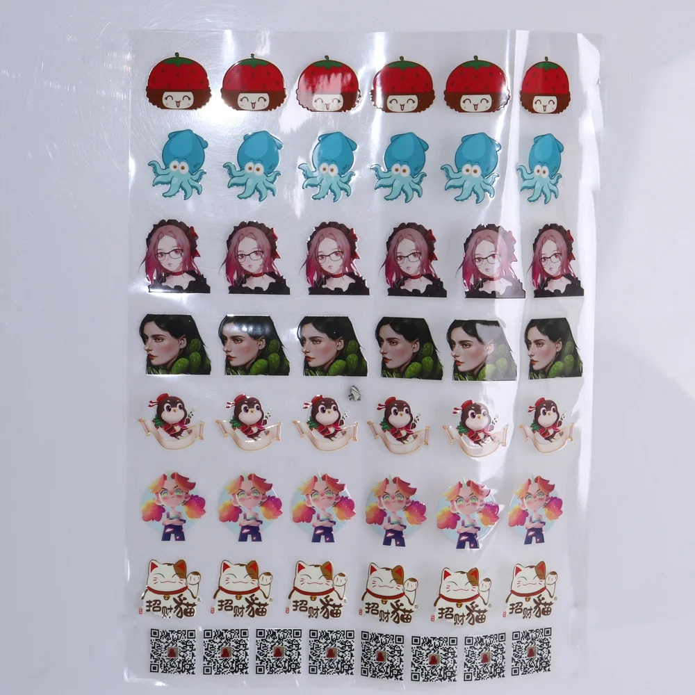 Customized UV DTF Printed AB Film With Your Graphics Embossing And Varnish Effect For UV Transfer Sticker