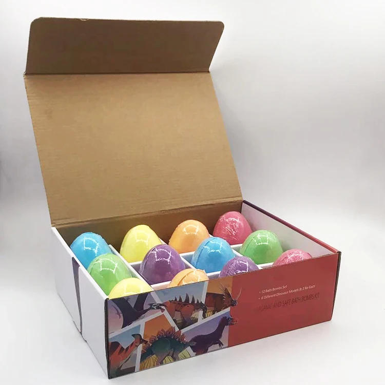 Wholesale customized private label 150g dinosaur egg bath bombs with toys and colorful children bath bomb gift sets