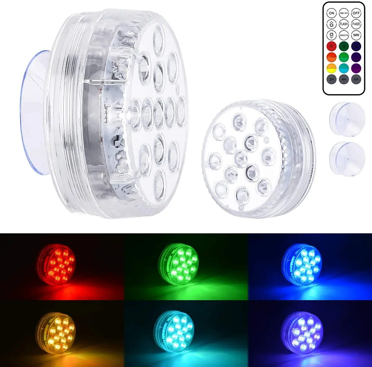 
13 Led Flashing Battery Powered Ip68 Water Proof Under Water Lamp Magnet Swimming Submersible Lights For Pool With Remote 