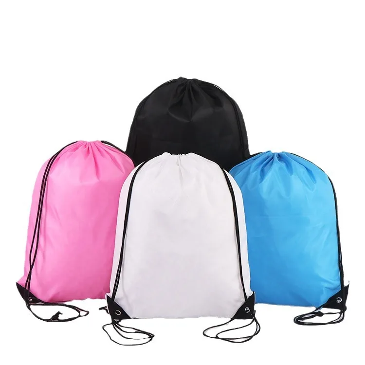 Custom Logo 210D polyester shopping drawstring bag cheap draw string bags sport gym backpack