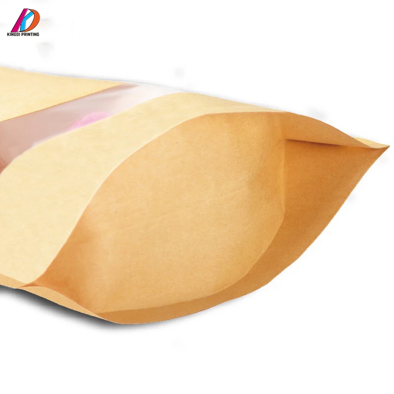 Factory supply custom kraft paper packaging bag stand up pouch with window