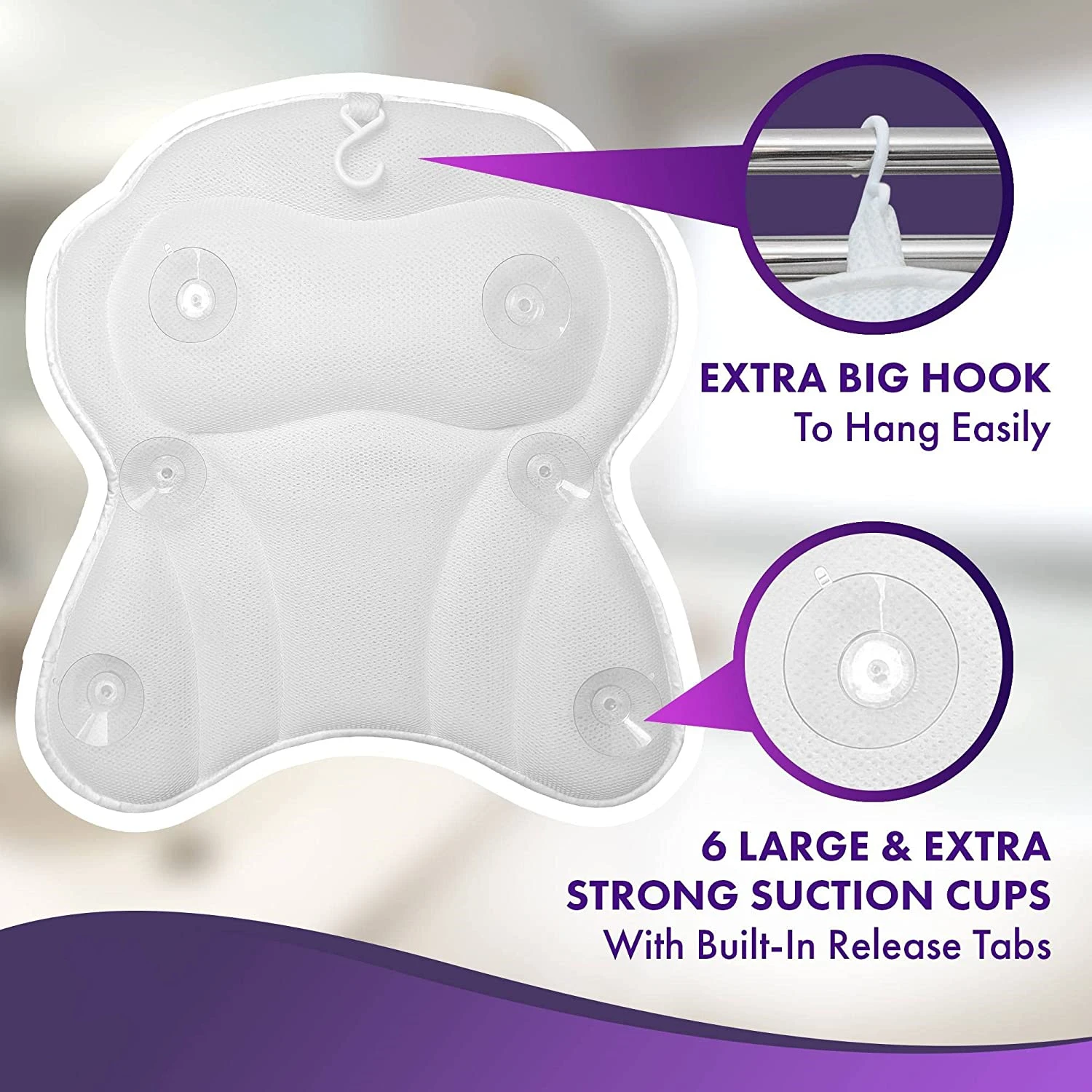 3D Bath Bathtub Shoulder Pillows for Soaking Tub,Head,Neck,Support Cushion Headrest