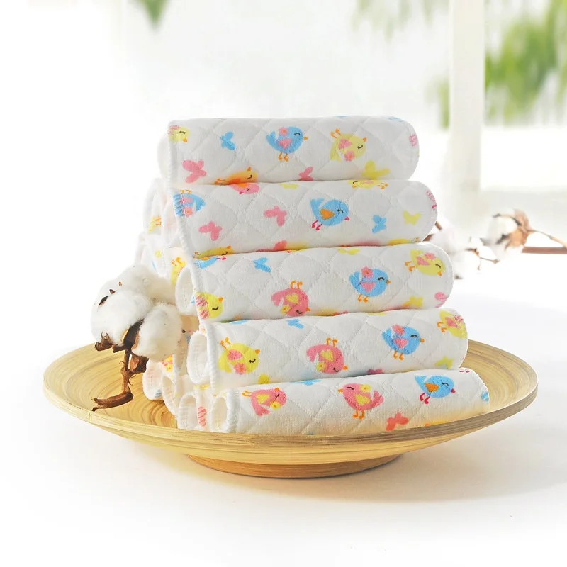 Wholesale custom reusable washable 3 layers organic fabric printed baby cloth nappy inserts