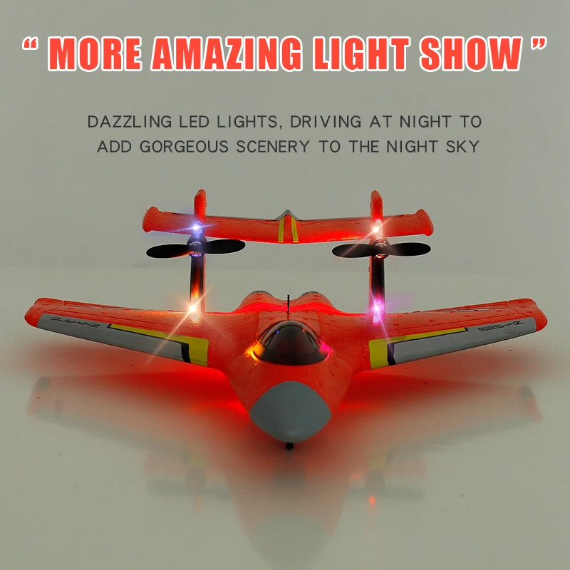 2.4G Electric Aircraft RC Flying Model Glider Airplane EPP Foam Aircraft Amphibious Plane Toys With LED Lights