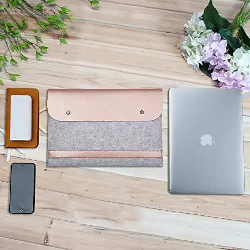 
13-13.3 inch Ultra Slim PU Leather Sleeve Cover Case Protective Notebook Felt Laptop Carrying Bag 