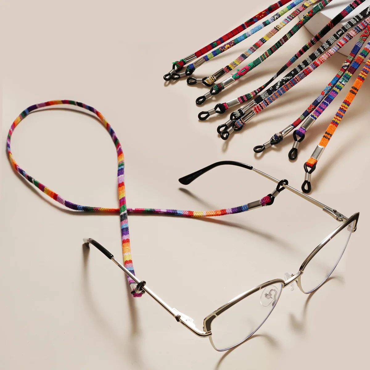 Classic 5mm Flat Cotton Lanyard for Glasses Cross-Border Amazon Ethnic Style Eyewear Chain with Stylish Amazon Style Rope