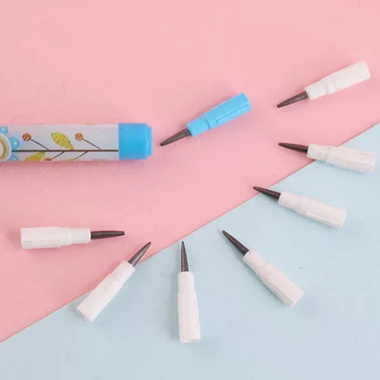 Plastic 11Tips Multicolor Push Point Fun Pencils Kawaii Novelty Stationery Gifts Bullet Stackable Pencil Set