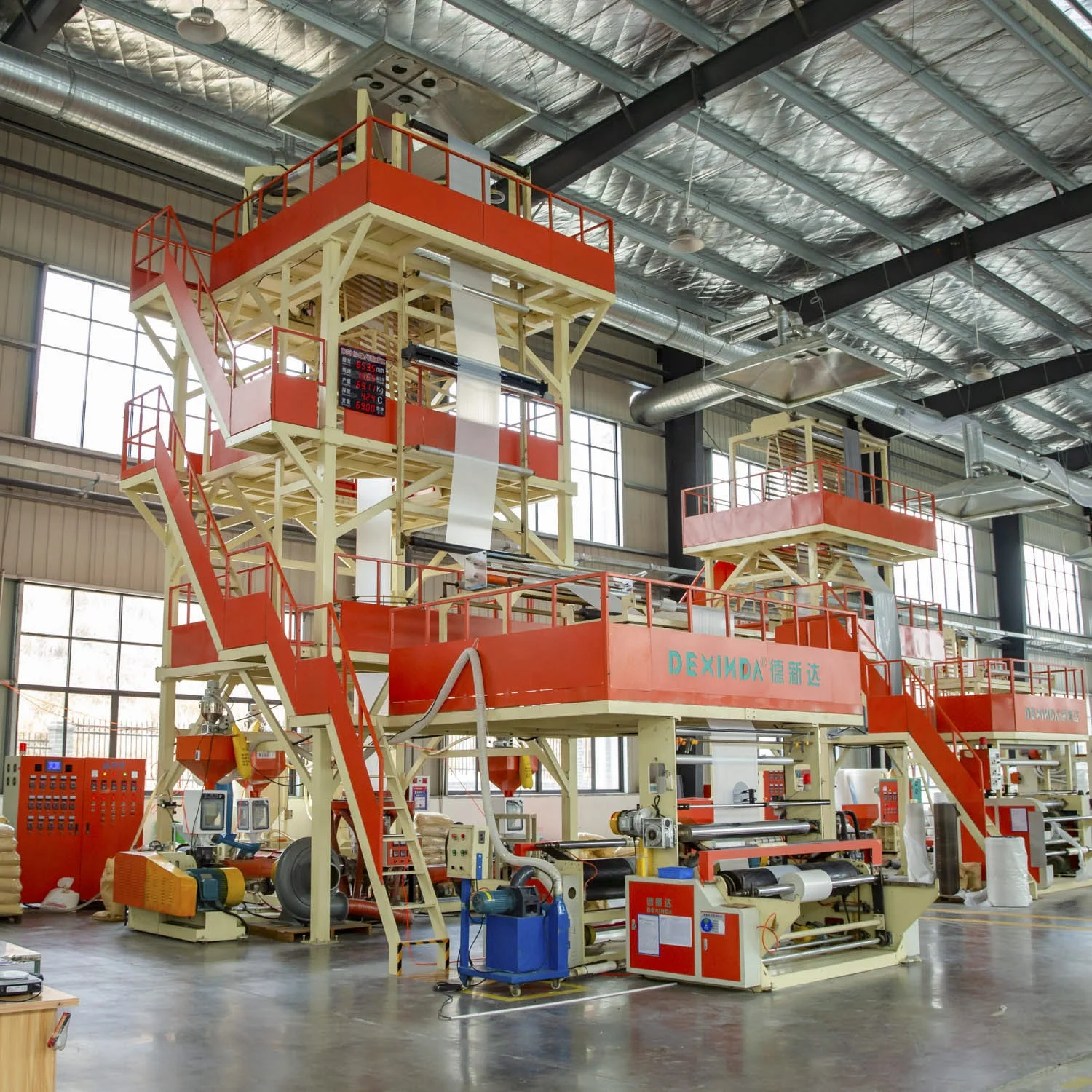 Manufacturing ABC 3 Layer High Output Plastic HDPE LDPE Film Blow Extruder  Machine