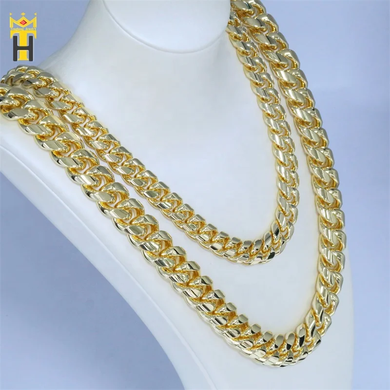 Wholesale hip hop cuban curb link mens miami stainless steel gold plated necklace cuban link chain