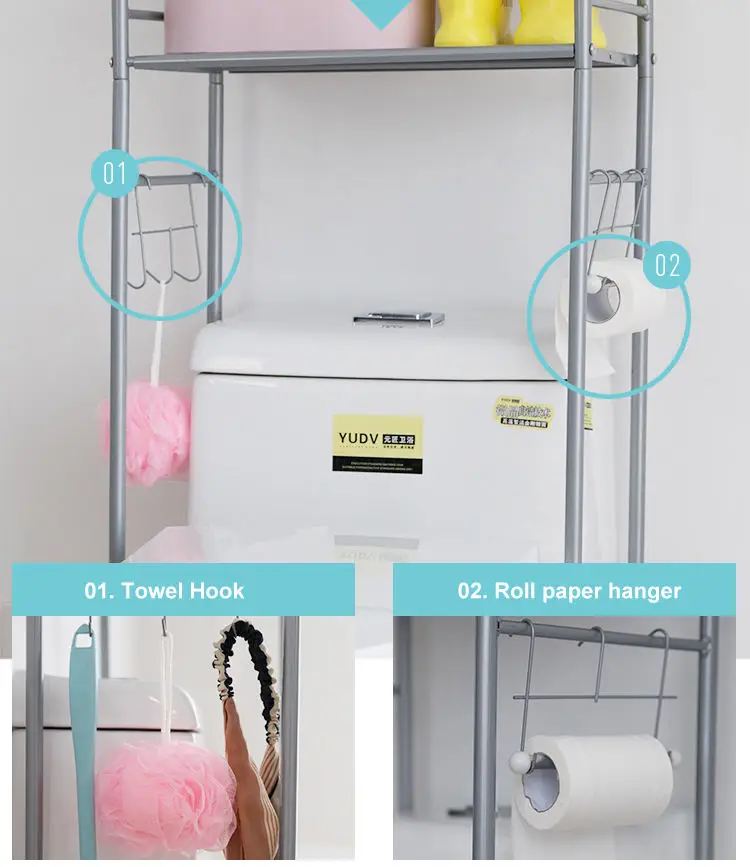 3 Tiers Over The Toilet Washing Machine Space Saving Rack Toilet Shelf Rack Bathroom