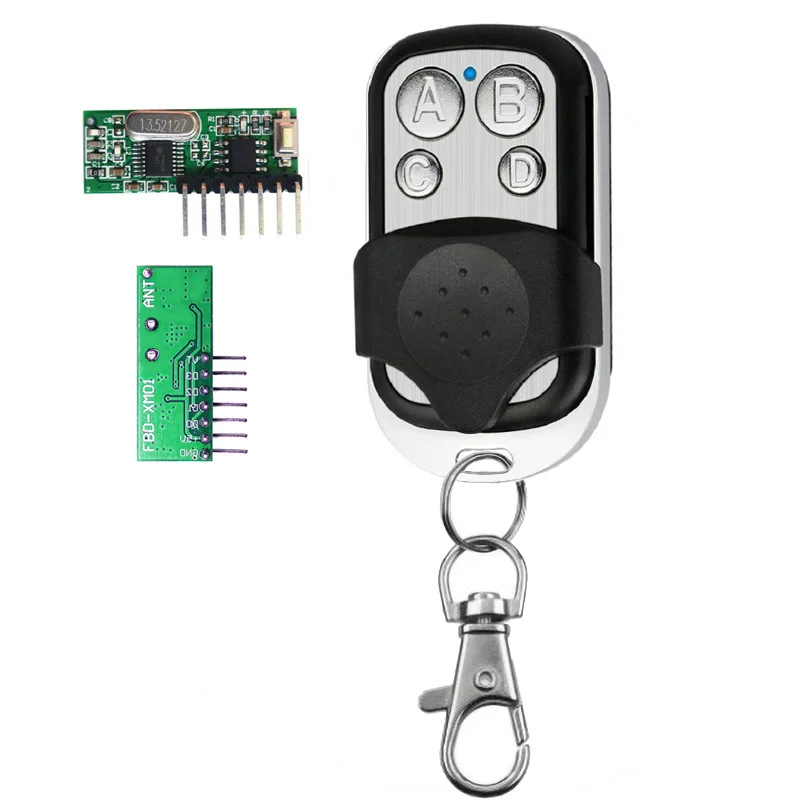 4-Channel 433 Metal 4-Key RF Wireless Remote Control Transceiver Module Learning Code Decoding Board Output High Level