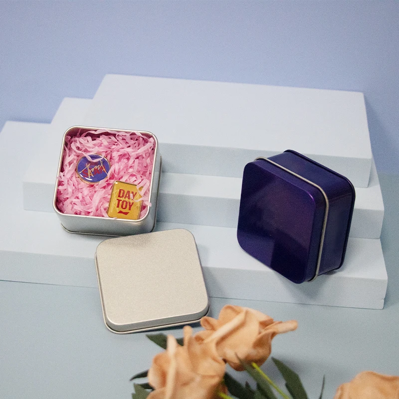 Factory chocolate candy gift cookie storage metal boxes/case/can tin wholesale custom printed square tin box for cosmetic