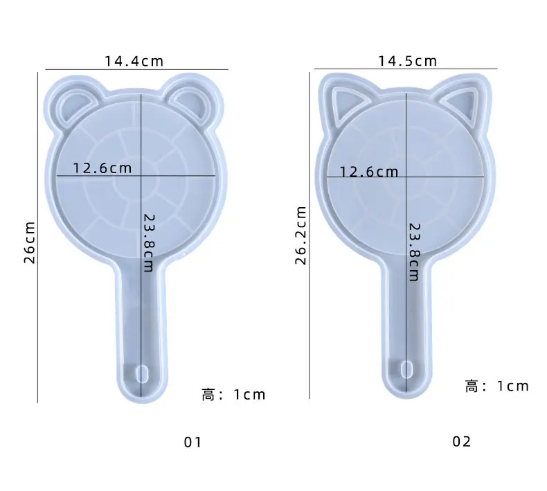 Crystal Epoxy Resin Mold Panda Ear Cat Ear Cute Creative Practical Mirror Lens Silicone Mold For Resin moldes de silicona