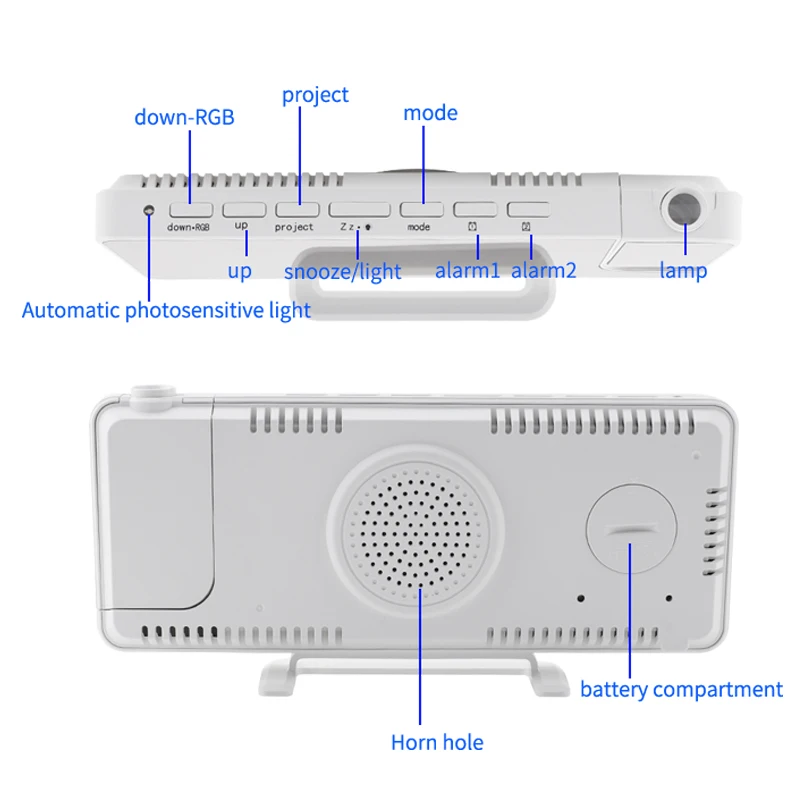 Projection LED clock with usb phone charger RGB digital desk & table alarm clock for car car digital clock