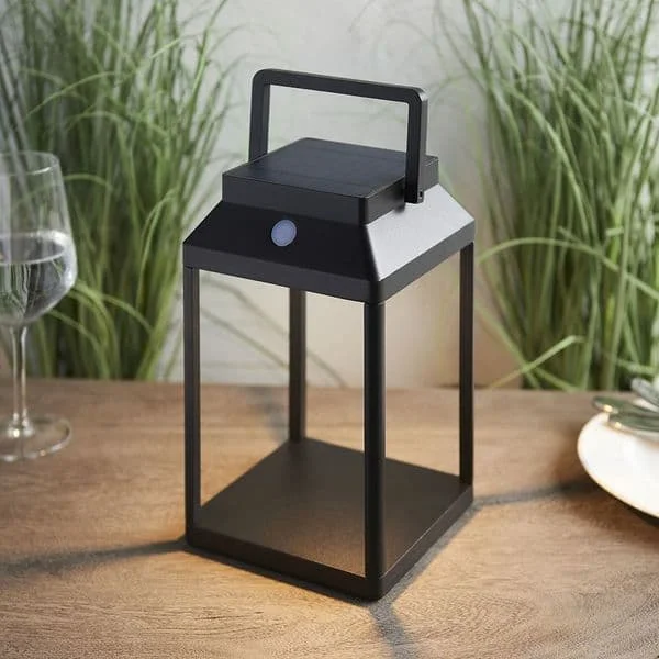 ip54 aluminum rechargeable square bollard tower handle led garden outdoor solar lanterns light