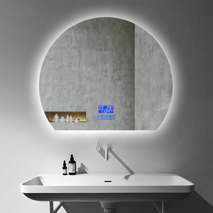 big half moon backlit led cosmetic mirror three color light for home Decor