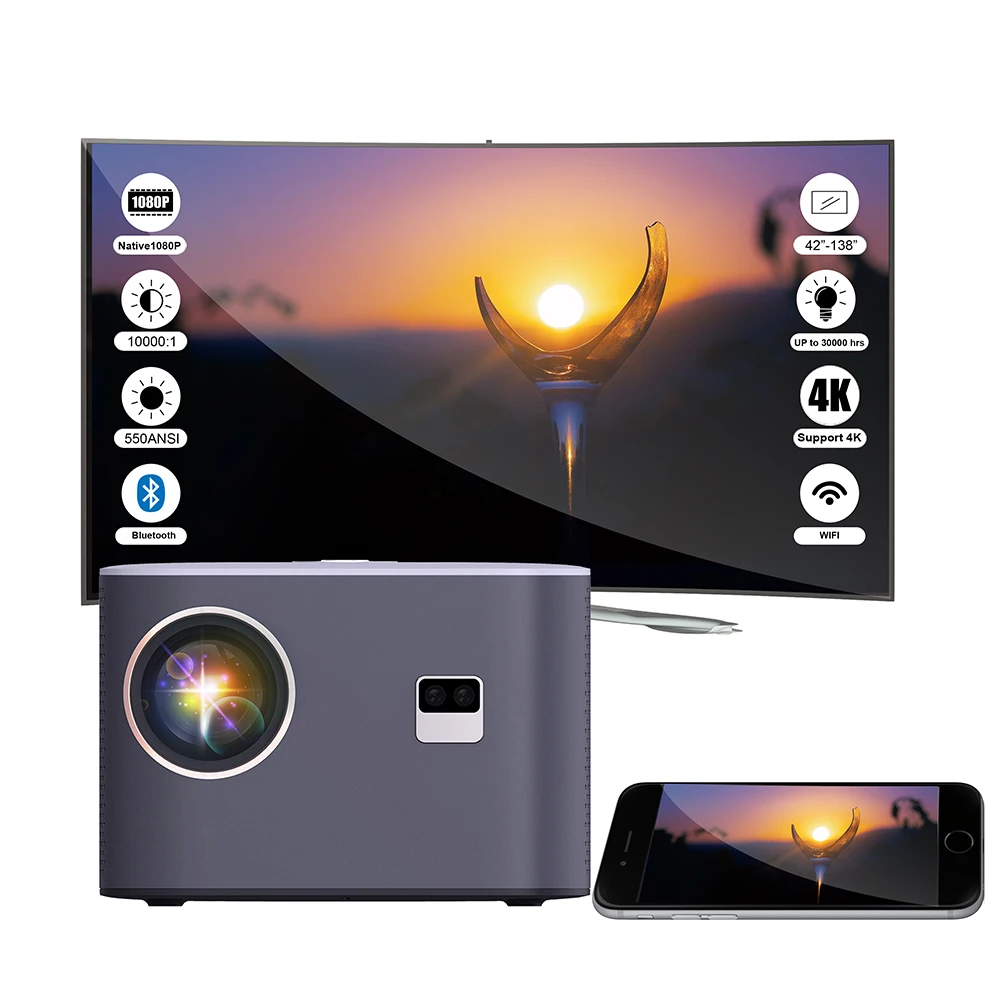 AOKANG Hot Selling LCD 7000 Lumens 200 inch 1080p Smart Android 11 Wifi BT Mini Portable Projector 4k