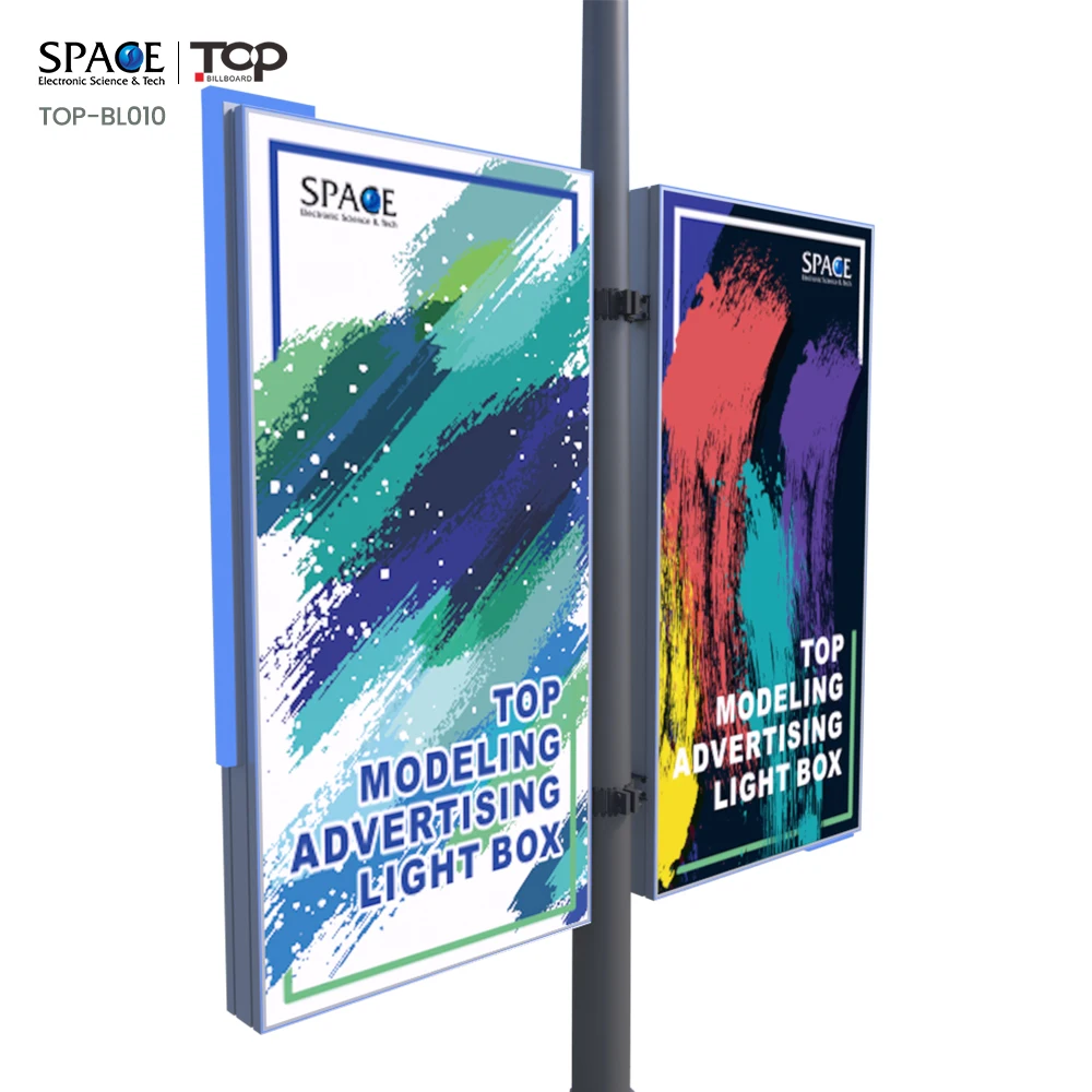 Lamp Pole Light Box Fabric Light box Illuminated Sign Board Double Sided Backlit Fabric Billboard Outdoor Light Box