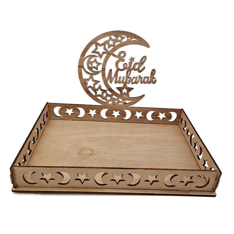 Wooden Eid al Fitr table decorations Ramadan food tray