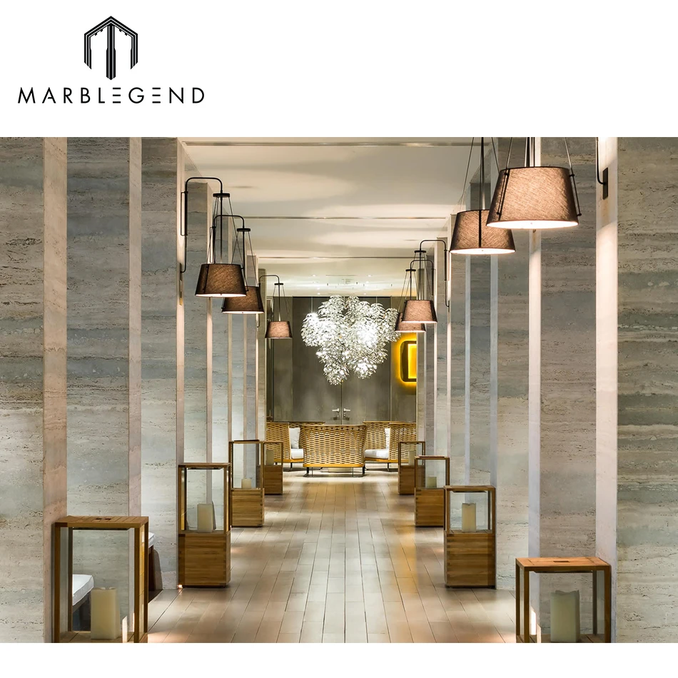 Luxury Wall Cladding Design Unfilled Italian Vein Cut Roman Silver Travertine Tile