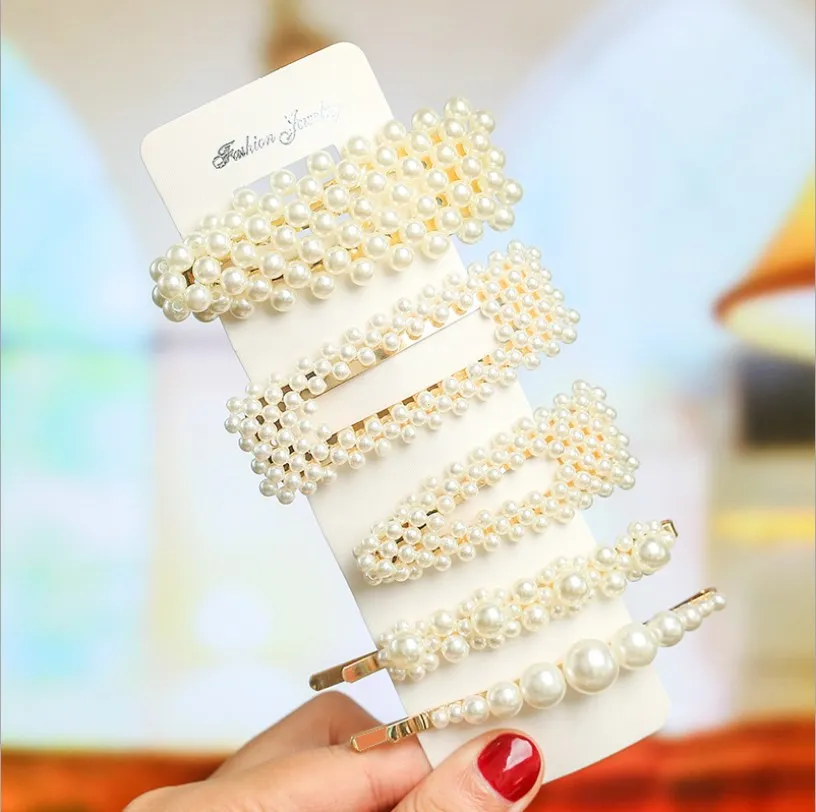 
Crystal Rhinestone Barrettes Shinny Hairpin Pearl Alligator Hairclip Sets Hair Accessories For Girls Women 