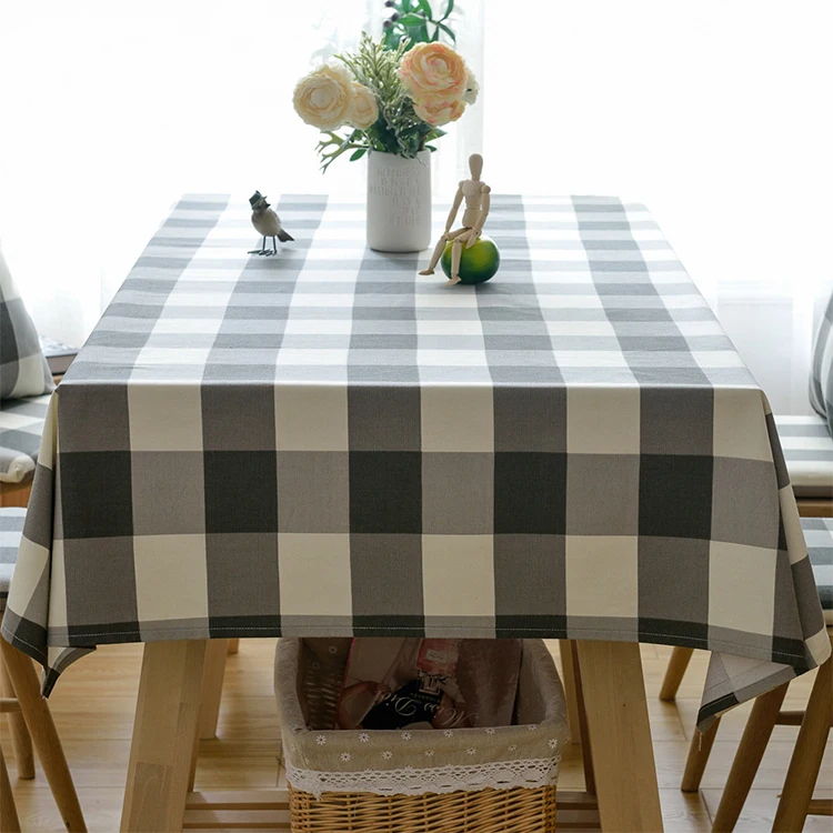 Custom Printed Gingham Checkered Tablecloths Water Proof Table Cloth Printed