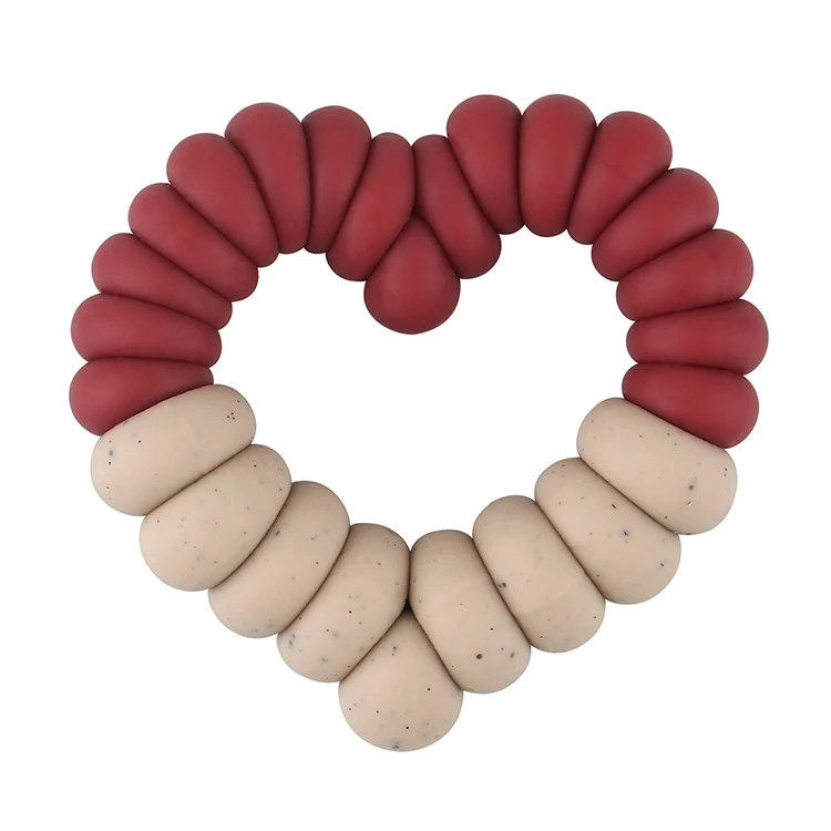 Top Ranking Suppliers Baby Teether heart shape Bracelet Wooden Teether Ring Nursing Safe Organic 2pc Bangle Silicone Teether Toy