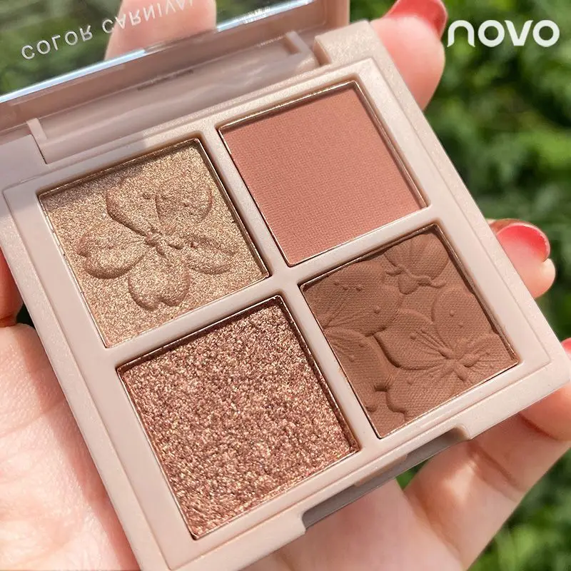 new four-color eye shadow pearlescent earth color eye shadow palette glitter makeup shadow powder lasting cosmetics