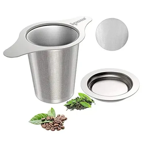 Estick Traditional Round Cup Aluminum bamboo tea Filter Peach Bamboo Tumbler With Strainer filter For Tea accessories