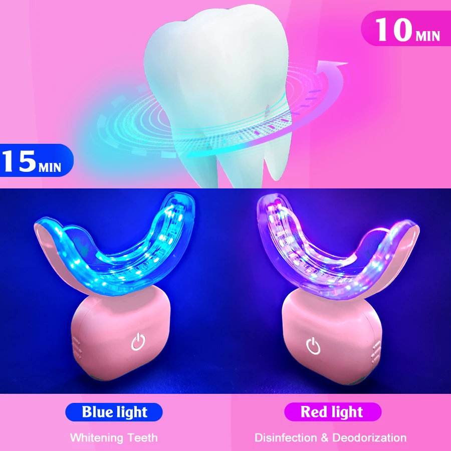 2023 Teeth Whitening Kit Wireless Gel Pen Blue Red 32 LED Lights Popular USB Home Use Private Customization Logo Wholesale