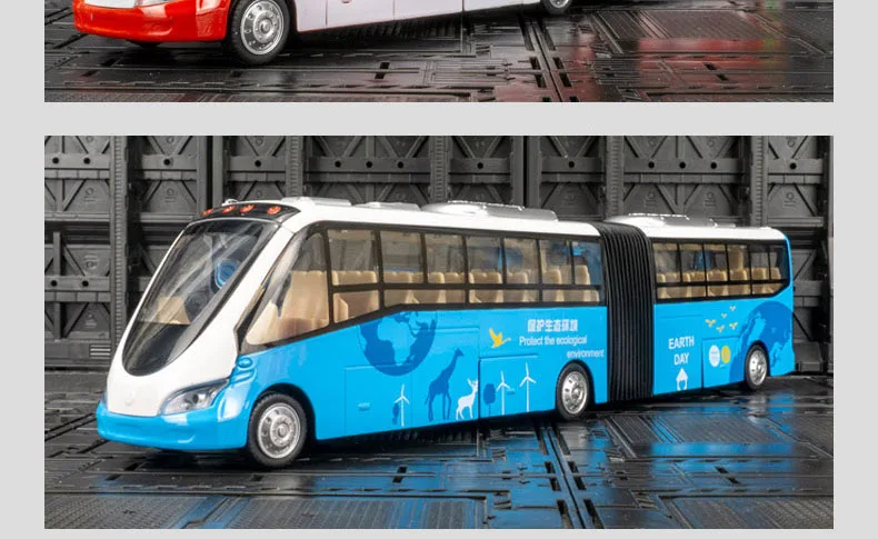 Children Diecast Metal Model Two-Day Bus CarToy Alloy Double Deck Return Force Bus Model Toy With Light and Sounds