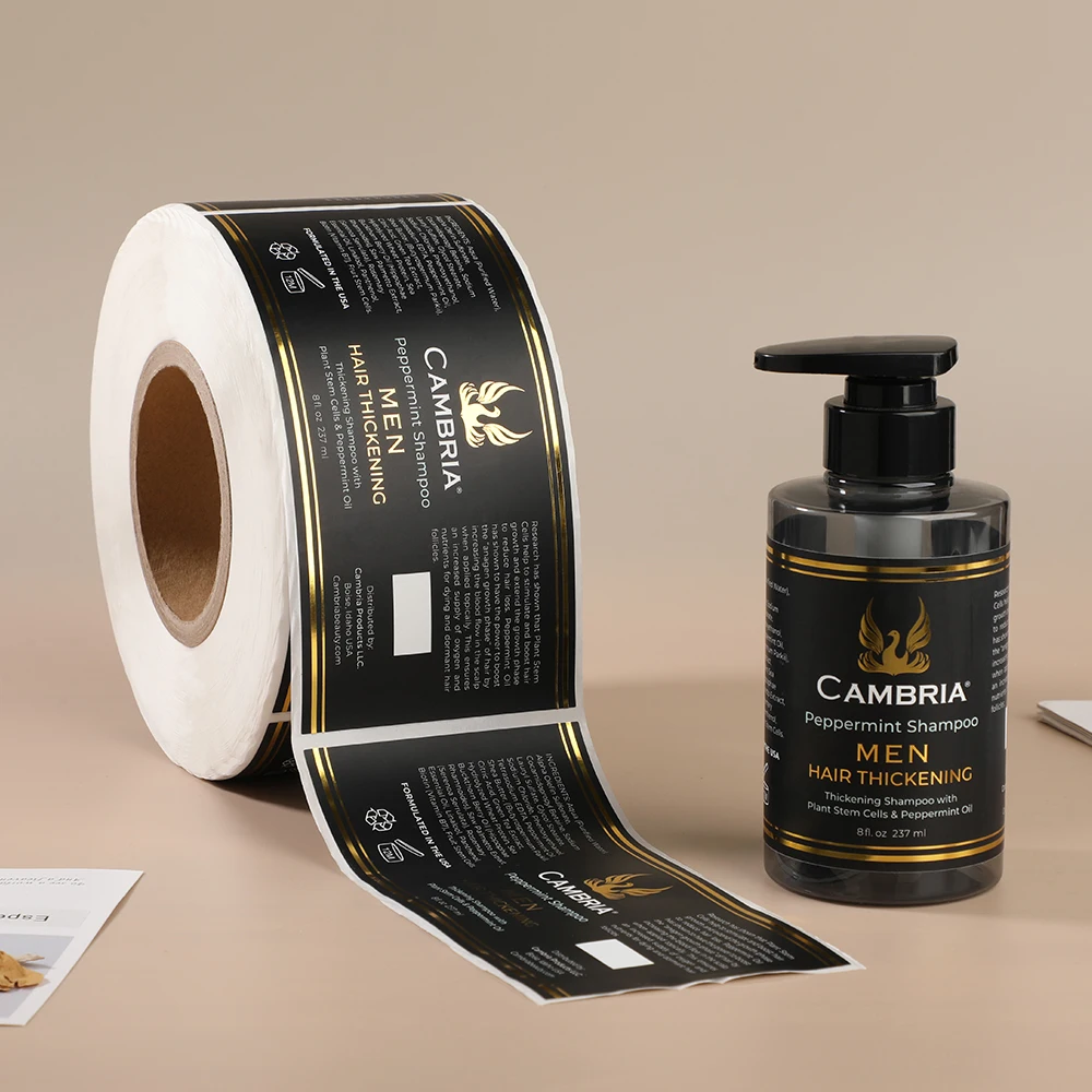 Custom Printed Gold Foil Labels Waterproof Self Adhesive Paper Roll Stickers For Packaging