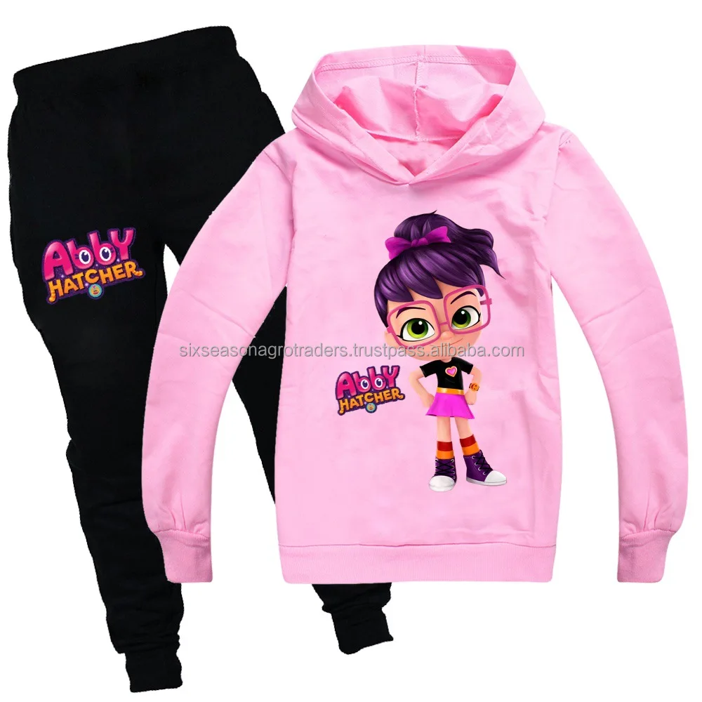 Children Clothes Winter Thicken Fleece Warm Hooded Sweatshirt Sweatpants Boys Girls Printing Pullover Hoodies set