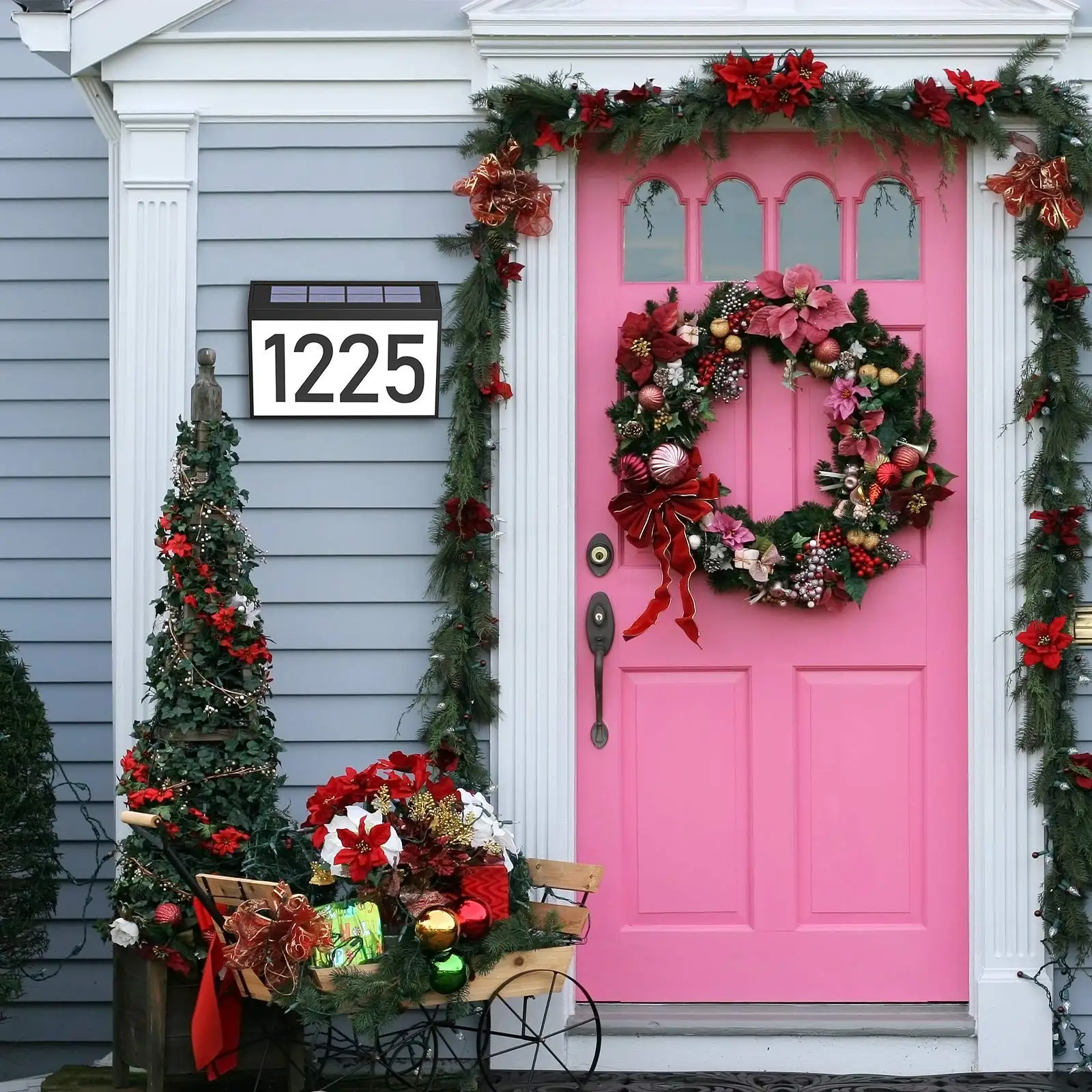House Numbers Address Light Solar Powered Address Plaque LED House Number Sign Up for Outdoor Walls, Courtyards Streets