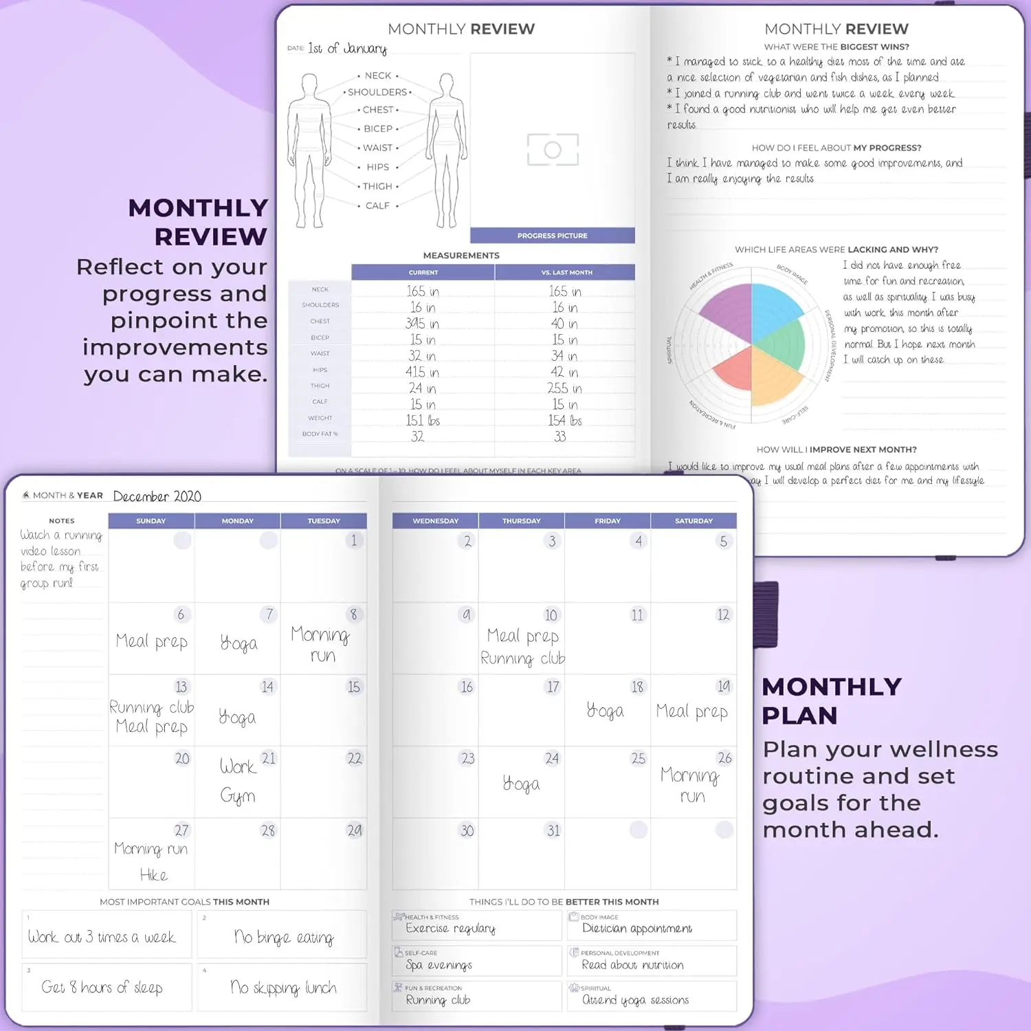 Fitness Journal Workout Planner Designed Exercise Fitness Log Wire O Binding Spiral Fit Book for Men Women