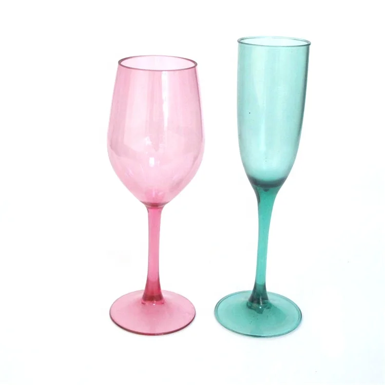 
China supplier bpa free eco-friendly disposable colored plastic wine goblet 