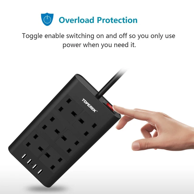 2022 BSCI Factory UK Flat Design Smart Plug Power Strip Extension Socket 13A Electronic Supplies