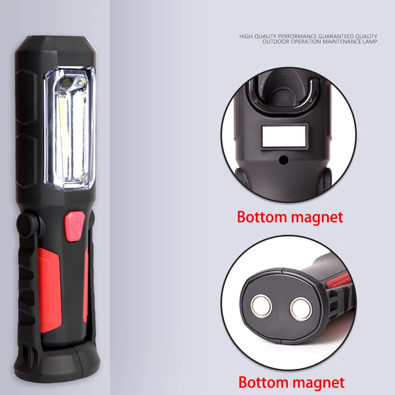 Super bright portable COB+1LED working light Magnets on bottom and back 360 degrees adjustment for Car Repair cob work light