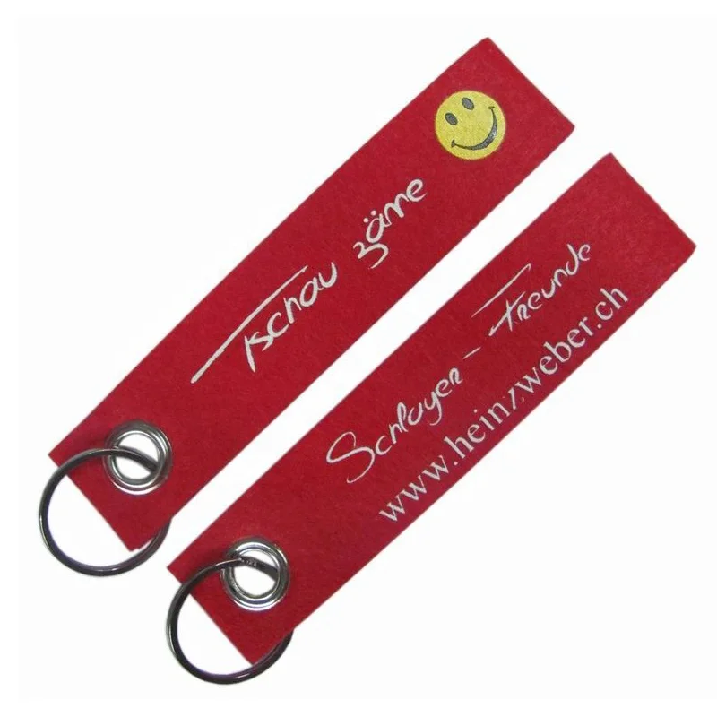 Promotional Felt Key Pouch Key Ring Woolen Synthetic Felt Key Chain Custom Print Laser Engraving Embroidered Logo Felt Keychain