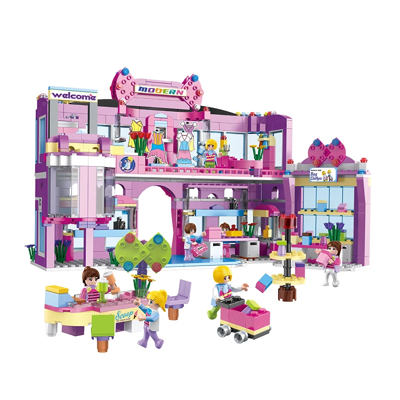 COGO 810 PCS Enlightened Fashion DIY Girls Series Shopping mall Block Toys for Kids